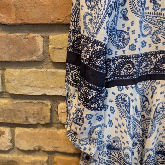 Joie Navy and White Paisley High Low Dress - Picture 5 of 16